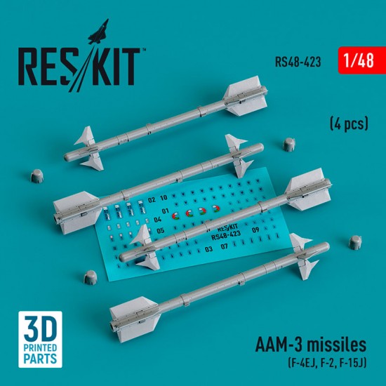 1/48 F-4EJ, F-2, F-15J AAM-3 Missiles (4pcs, 3D Printed)