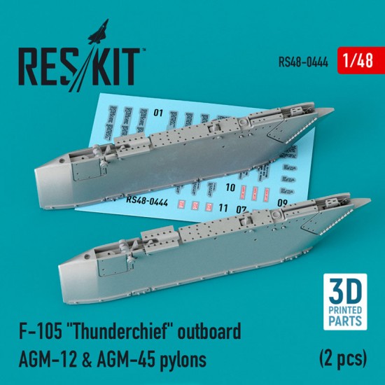 1/48 F-105 Thunderchief Outboard AGM-12 & AGM-45 Pylons (2pcs, 3D Printing)