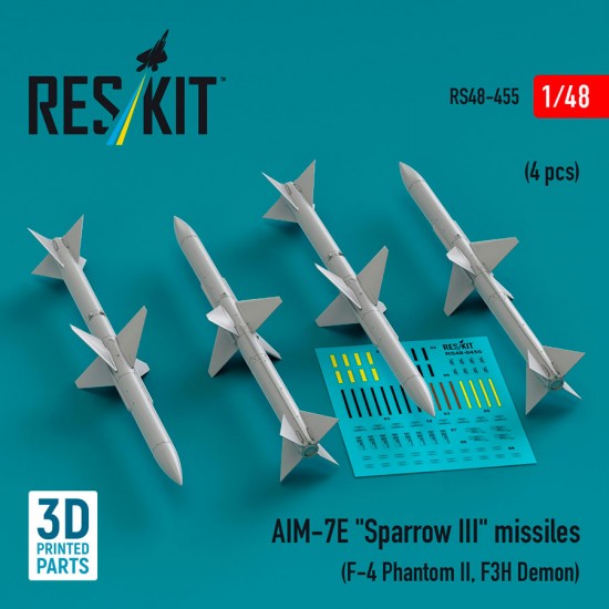 1/48 AIM-7E Sparrow III Missiles (4pcs) for F-4 Phantom II, F3H Demon