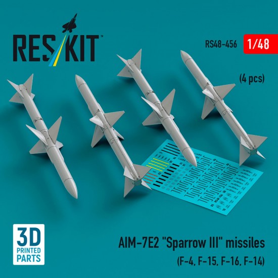 1/48 AIM-7E2 Sparrow III Missiles (4pcs) for F-4, F-15, F-16, F-14