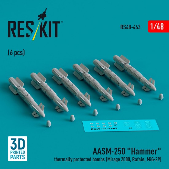 1/48 AASM-250 Hammer Thermally Protected Bombs (6pcs) for Mirage 2000, Rafale, MiG-29