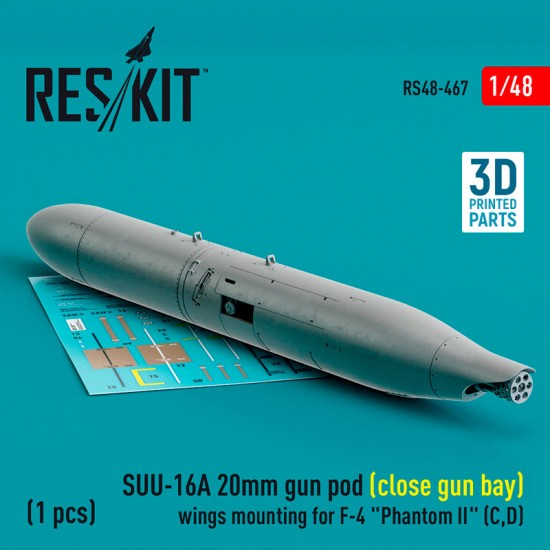 1/48 F-4 Phantom II C/D SUU-16A 20mm Gun Pod (close gun bay) Wings Mounting for