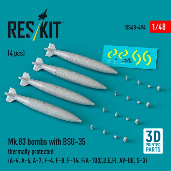 1/48 Mk.83 Bombs with BSU-35 Thermally Protected (4pcs) for A-4/6/7, F-4/8/14, F/A-18