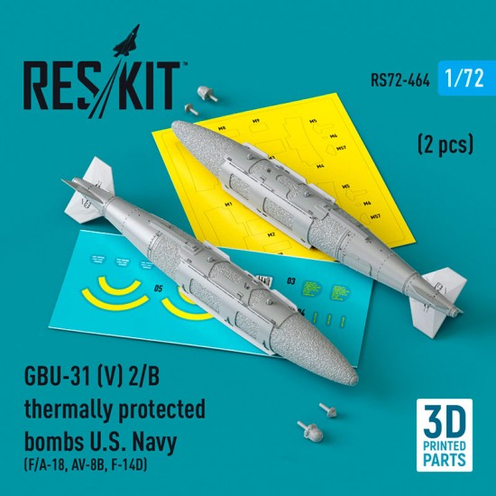 1/72 USN F/A-18, AV-8B, F-14D GBU-31 (V) 2/B Thermally Protected Bombs (2pcs, 3D Printed)