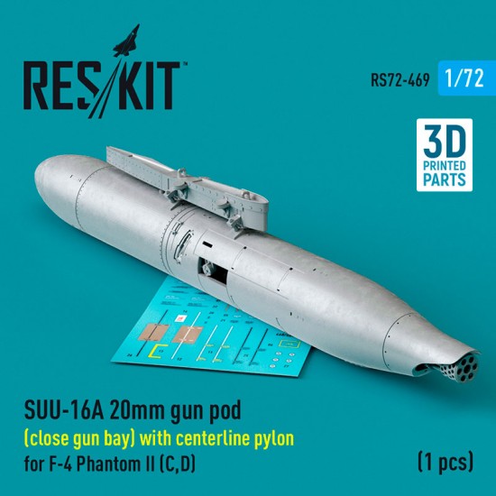 1/72 F-4 Phantom II C/D SUU-16A 20mm Gun Pod (close gun bay) with Centerline Pylon