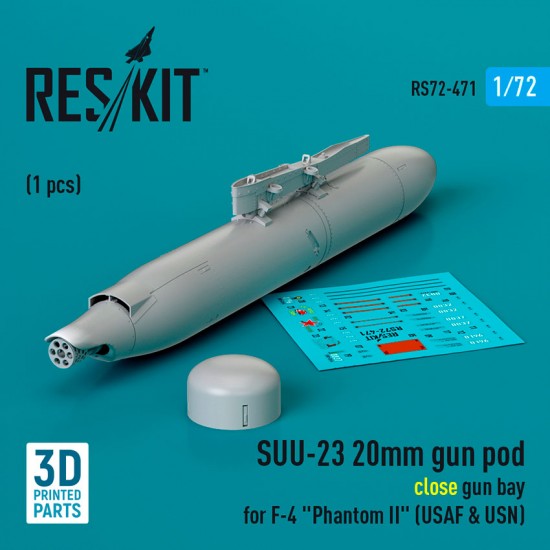 1/72 Suu-23 20mm Gun Pod (Close Gun Bay) for USAF F-4 Phantom II (1pc)