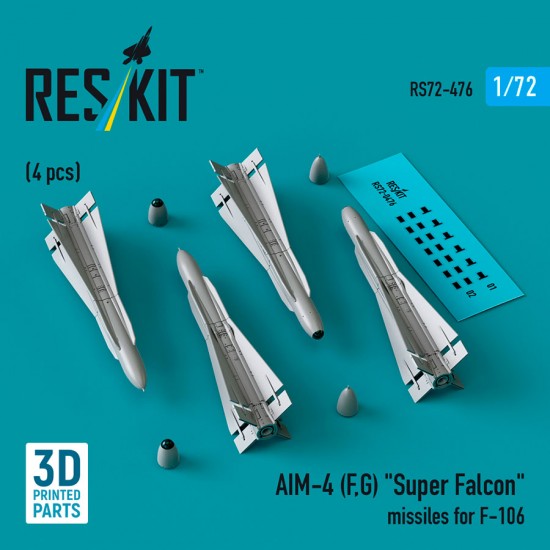 1/72 AIM-4 (F, G) Super Falcon Missiles for F-106 (4pcs)