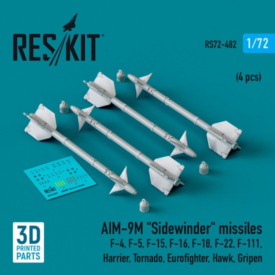 1/72 AIM-9M Sidewinder Missiles (4pcs) for Harrier/ Tornado/ Eurofighter/ Hawk/ Gripen