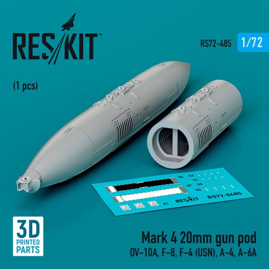 1/72 Mark 4 20mm Gun Pod (1pc) for OV-10A/ F-8/ USN F-4 / A-4/ A-6A