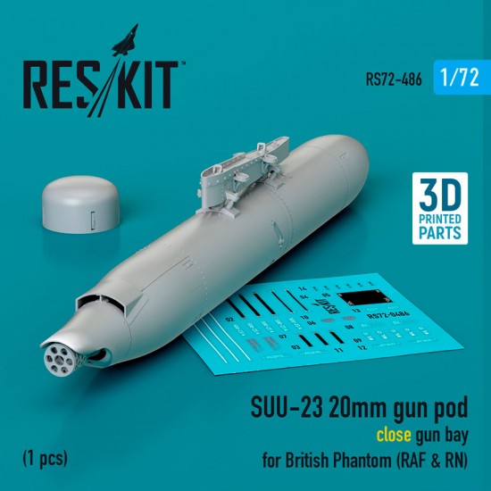 1/72 Suu-23 20mm Gun Pod (Close Gun Bay) for RAF RN British Phantom (1pc)