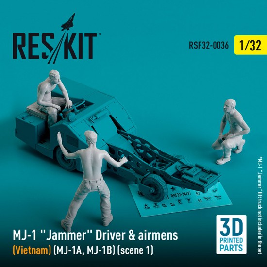 1/32 MJ-1A/B Jammer Driver & Airmens (Vietnam) Scene 1 (3pcs, 3D Printed)