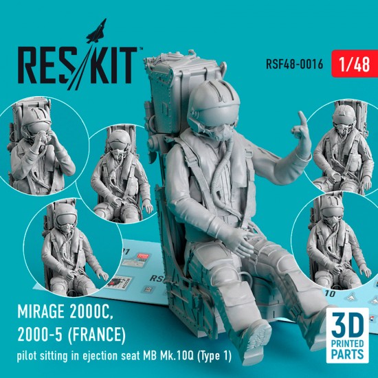1/48 Mirage 2000C, 2000-5 (France) Pilot Sitting in Ejection Seat MB Mk.10Q (Type 1)