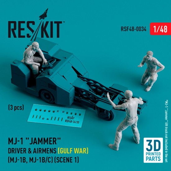 1/48 MJ-1B Jammer Driver & Airmens (Gulf War) Scene 1 (3pcs, 3D Printed)