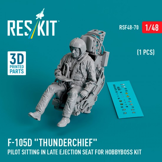 1/48 F-105D Thunderchief Pilot Sitting In Late Ejection Seat for Hobby Boss Kit