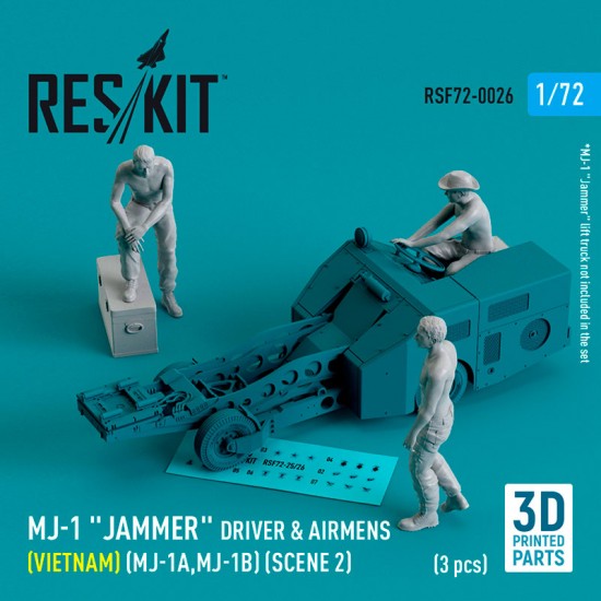 1/72 MJ-1A/B Jammer Driver & Airmens (Vietnam) Scene 2 (3pcs, 3D Printed)