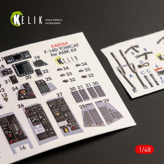 1/48 F-14D Tomcat Interior 3D Decals for AMK kit