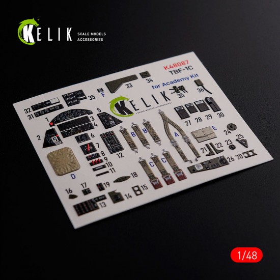 1/48 TBF-1C Interior 3D Decals for Academy Kit