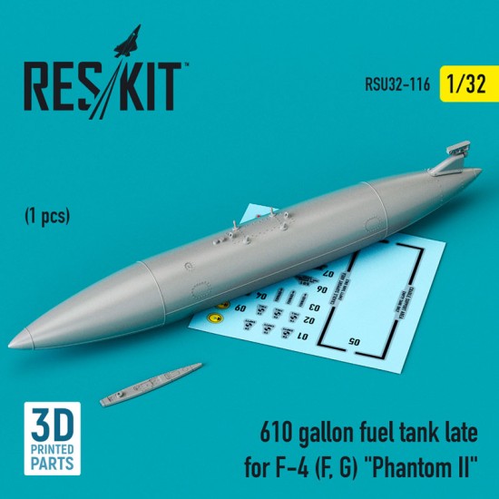 1/32 610 gallon Fuel Tank Late for F-4 F/G Phantom II (3D Printing)