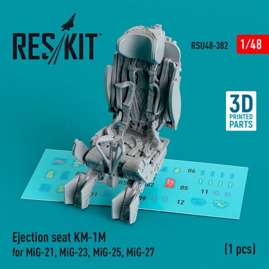 1/48 MiG-21, MiG-23, MiG-25, MiG-27 Ejection Seat KM-1M (1pc, 3D Printed)