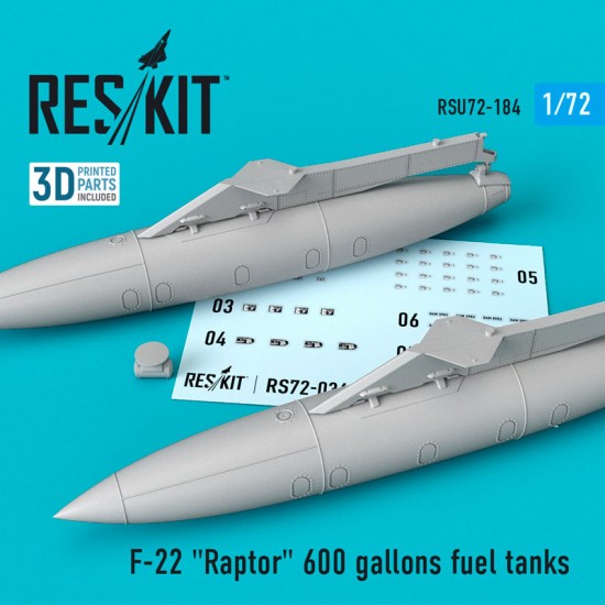 1/72 F-22 Raptor 600 gallons Fuel Tanks for Academy/Fujimi/Revell/Wolfpack