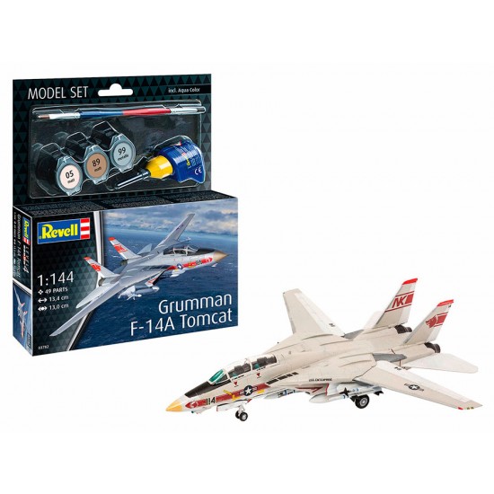 1/144 Model Set - Grumman F-14A Tomcat (kit, paints, brush, glue)