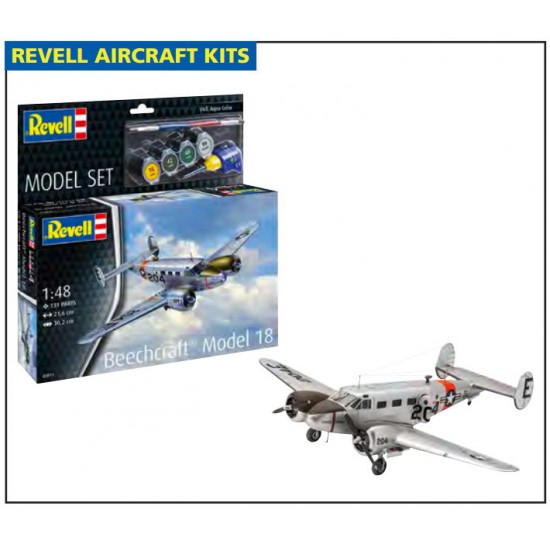 1/48 Beechcraft Model 18 Model Set (kit, glue, brush, paints)