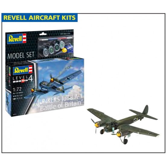 1/72 Junkers Ju88 A-1 Battle of Britain Model Set (kit, glue, brush, paints)