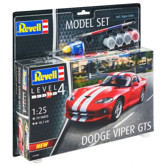 1/25 Dodge Viper GTs Gift Model Set (kit, paints, cement & brush)