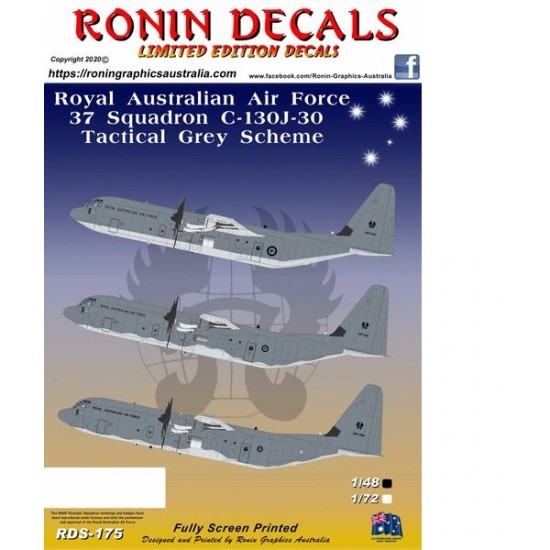 1/72 RAAF 37Sqn C-130J-30 Tactical Grey Scheme Decals [Limited Edition]