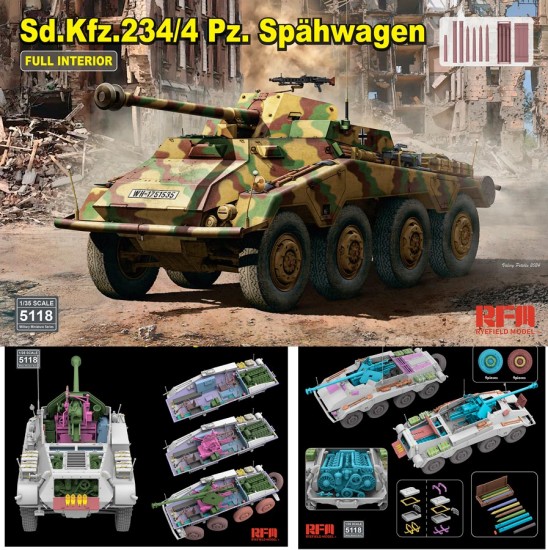 1/35 SdKfz.234/4 Pz.Spahwagen with Full Interior 