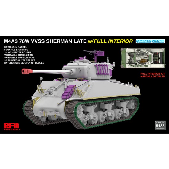 1/35 M4A3 76W VVSS Sherman Late with Full Interior [Standard Version]