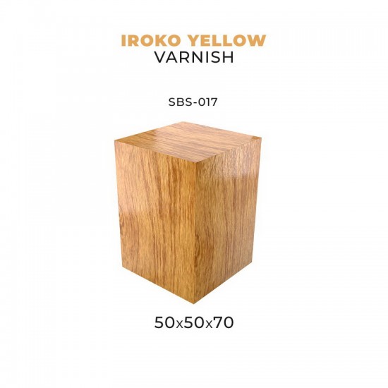 50 x 50 x 70 Iroko Wood Base for Miniatures (Yellow Varnish)