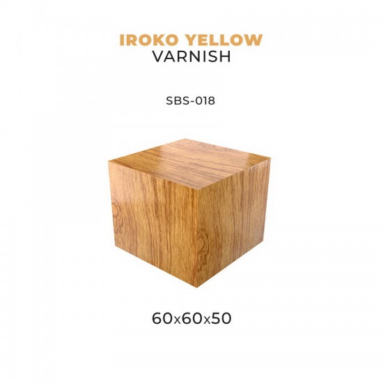 60 x 60 x 50 Iroko Wood Base for Miniatures (Yellow Varnish)