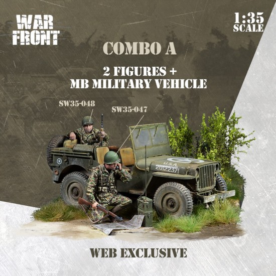 1/35 Meng US MB Military Vehicle (1 kits) and 2 Figures - Operation Cobra Combo A