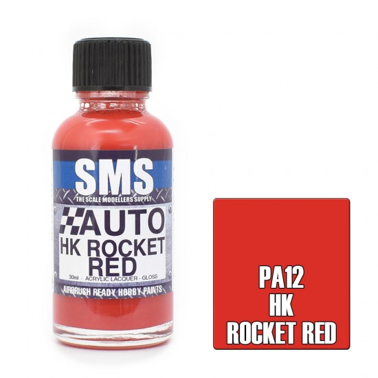 Acrylic Lacquer - Auto Colour #HK Rocket Red (30ml)