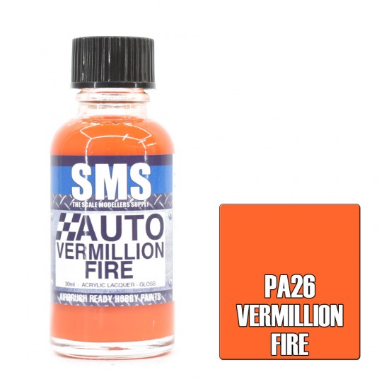 Acrylic Lacquer Paint - Auto Colour #Vermillion Fire (30ml)