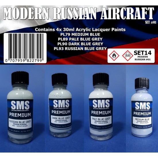 Acrylic Lacquer Paint Set - Modern Russian Aircraft #01 (4x 30ml)