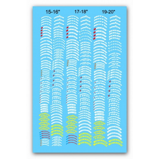 1/24 Various Tyre Brands Markings Decals (size: 15&quot;-20&quot;)