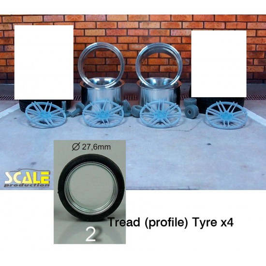 1/24 19" RS4 Wheels #2 with Tread (profile) Tyres