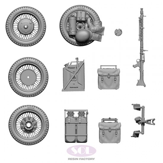 1/35 KS750 Motorcycle and Sidecar Upgrade Parts Set for Academy kits