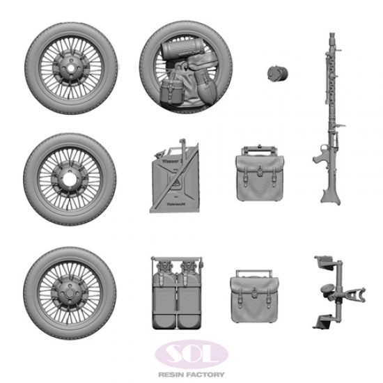 1/35 KS600 Motorcycle and Sidecar Upgrade Parts Set for Tamiya kits