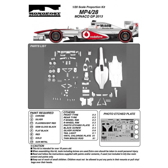 1/20 McLaren MP4-28 Monaco 2013 F1 Racing Car [Multi Material Kit]