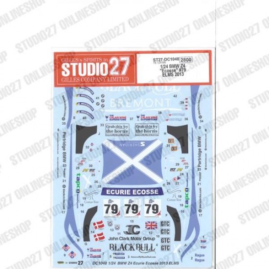 1/24 BMW Z4 'Ecosse' #79 ELMS 2013 Decal for Fujimi kit #125930