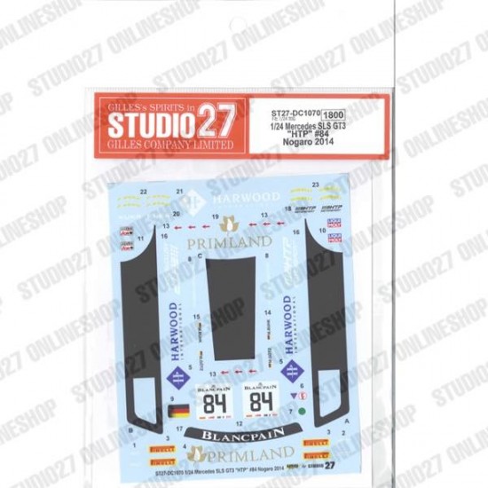 1/24 Mercedes SLS GT3 'HTP' #84 Nogaro 2014 Decal for Fujimi #123929