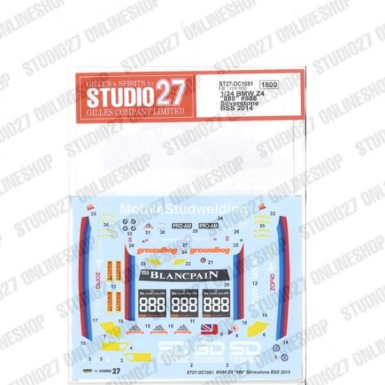 1/24 BMW Z4 '888' #888 Silverstone BSS 2014 Decal for Fujimi #125930