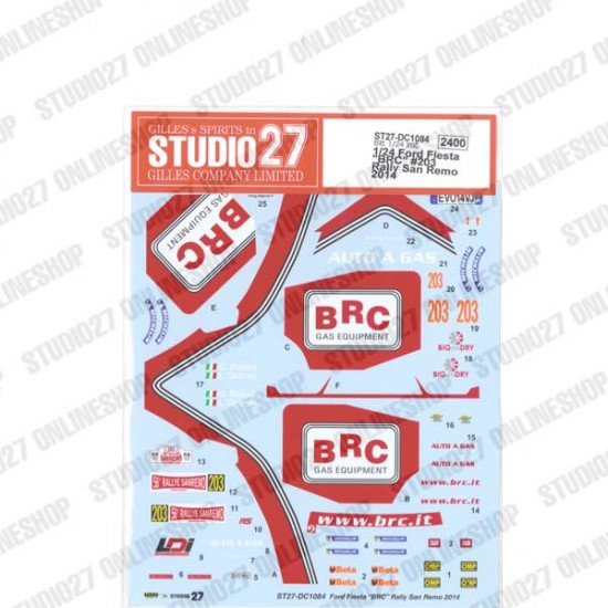 1/24 Fiesta 'BRC' #203 Rally San Remo 2014 Decal for Bel-003