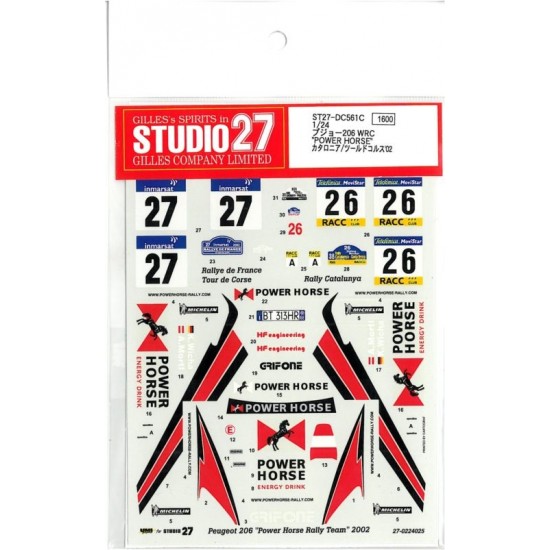 1/24 Peugeot 206 WRC "Power Horse" 2002 Cat/Tour de Corse Decals