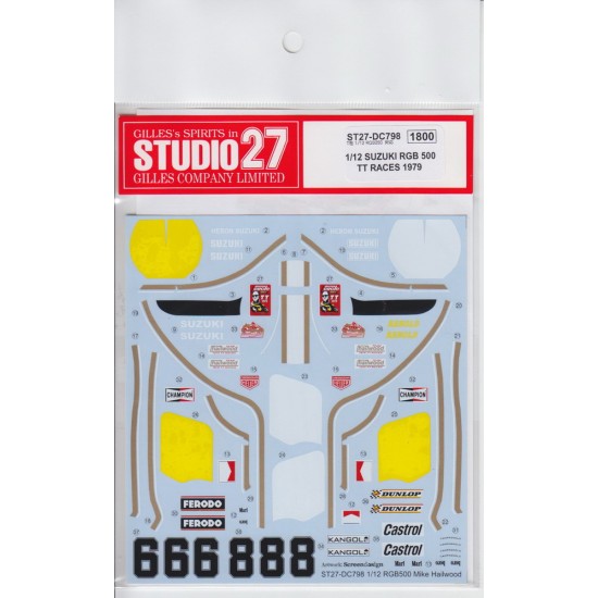 1/12 Suzuki RGB500 TT Races #8 1979 Decals for Tamiya kit