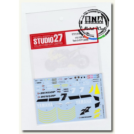 Decals for 1/12 Yamaha YZR M1 Tech 3 #7/77 2006 for Tamiya #14114/14115