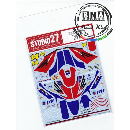 Decals for 1/12 Honda RS250RW #14 (2008) for Hasegawa kit